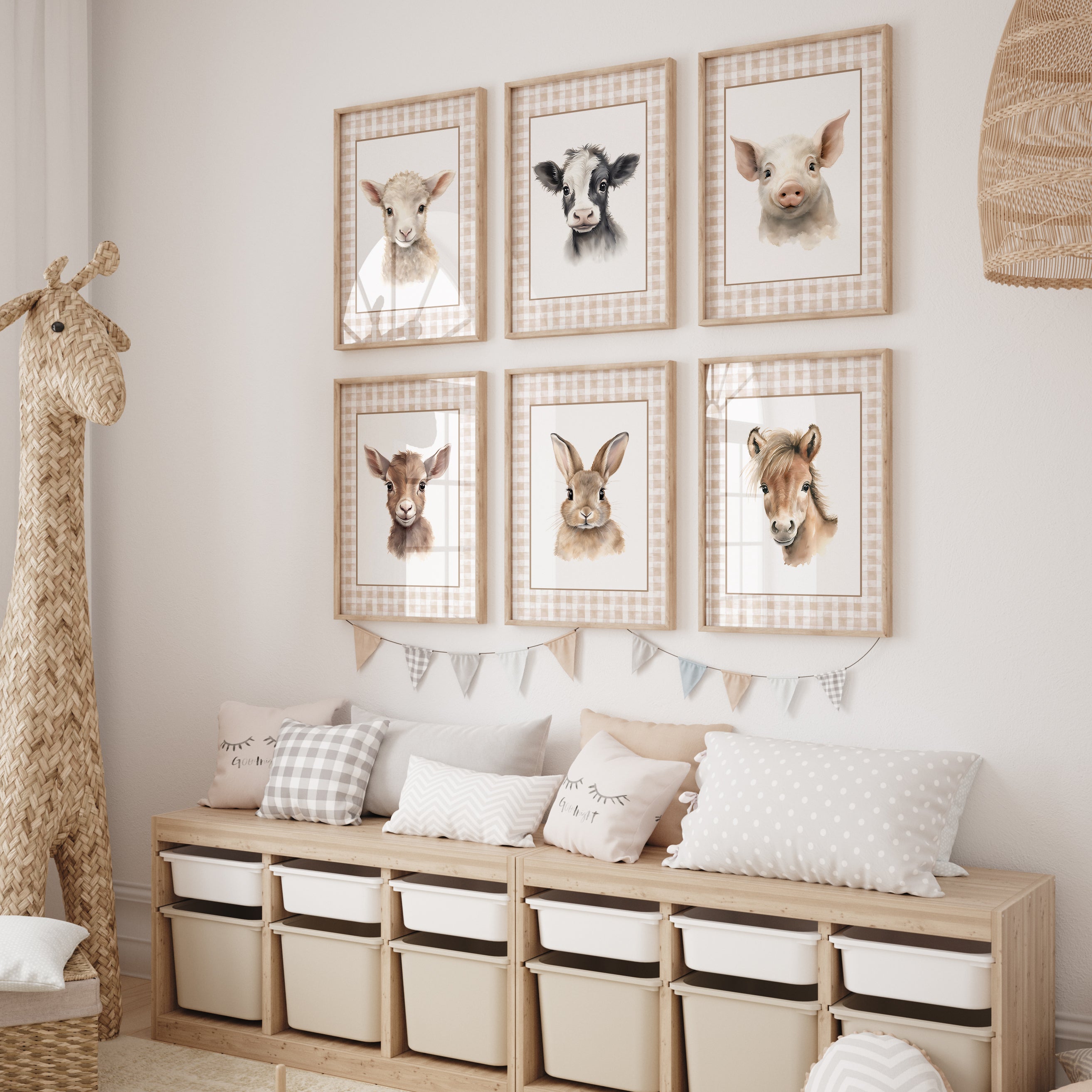 Vintage Farm Animal Wall Art – Set of 6
