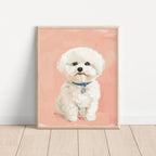 Fluffy White Puppy – Whimsical Pink Background Nursery Wall Art