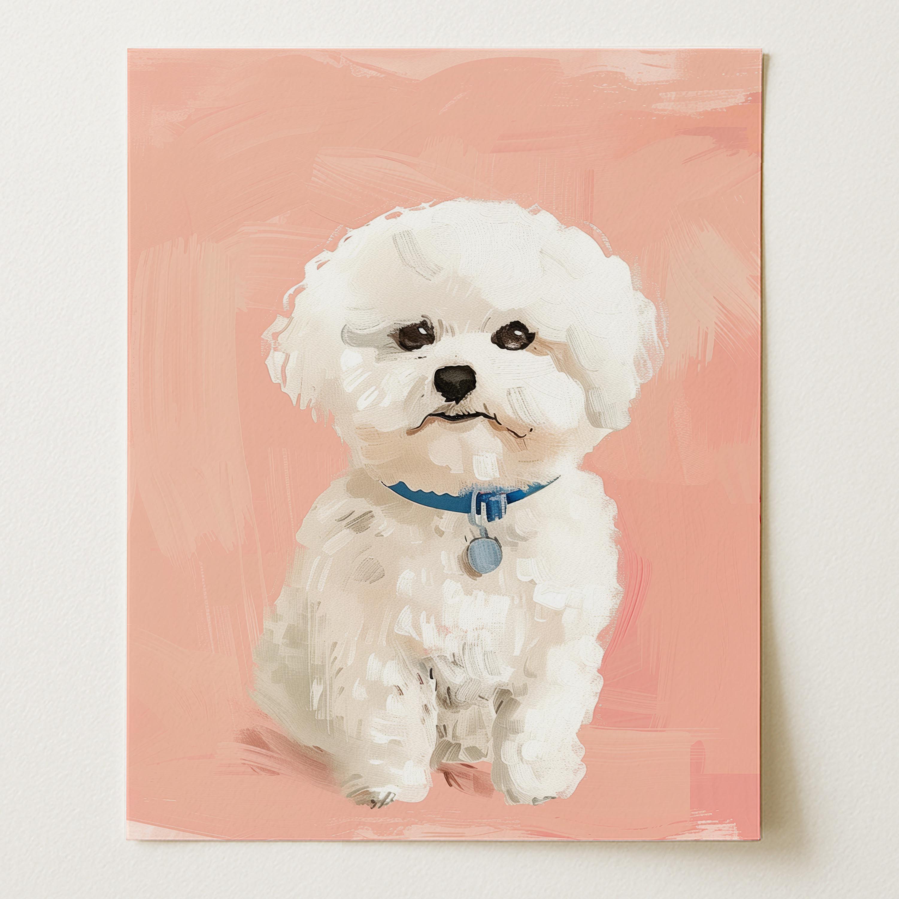 Fluffy White Puppy – Whimsical Nursery Wall Art Print (Unframed)