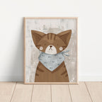 Cat Wearing a Handkerchief – Nursery Wall Art