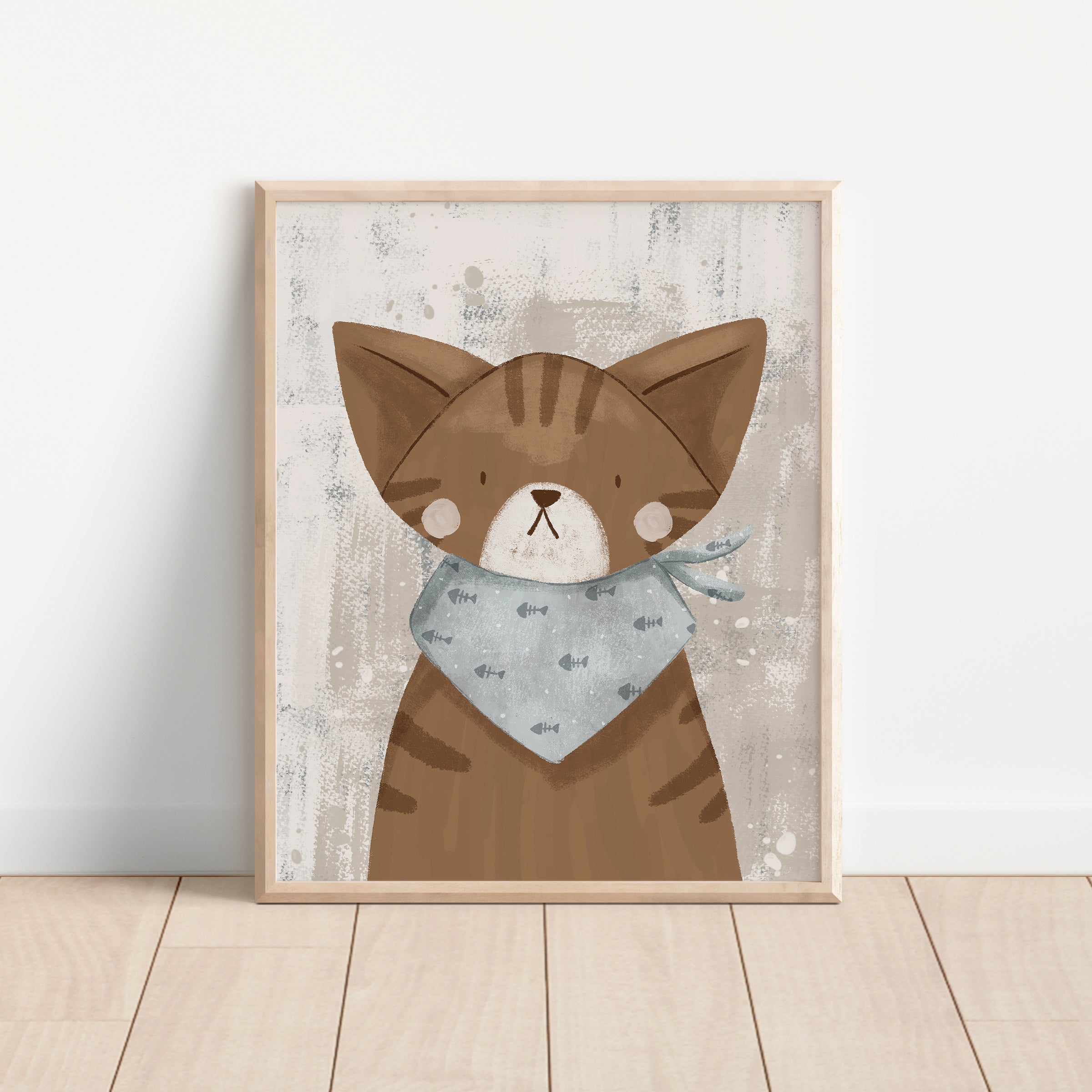 Cat Wearing a Handkerchief – Nursery Wall Art