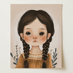 Girl in Mustard Dress Vintage Wall Art Print (Unframed)