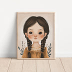 Girl in Mustard Dress Vintage-Style Wall Art Print