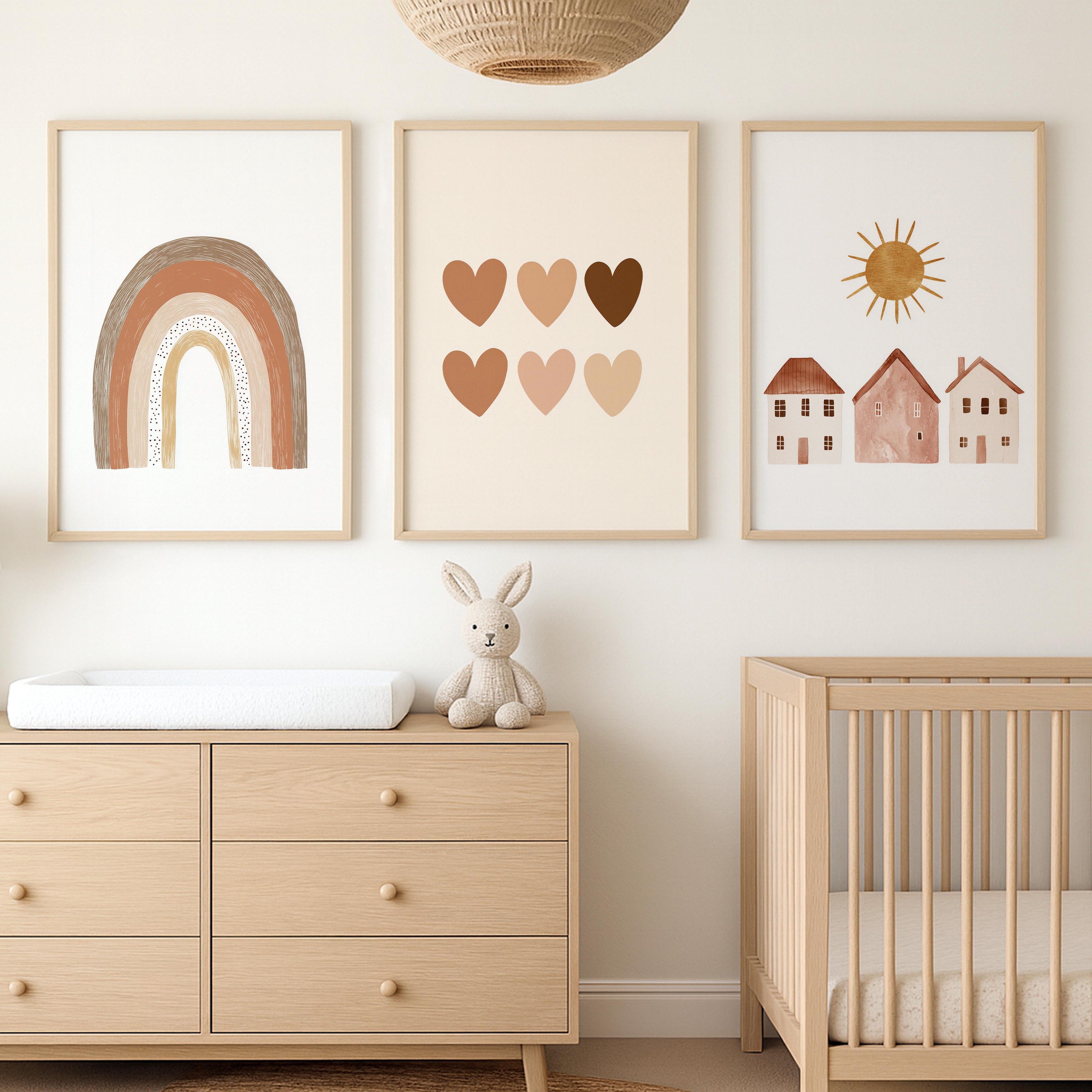 Beige Boho Wall Art Set – 6 Prints for Nursery or Kids’ Room