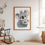 Koala Family Hug Pastel Wall Art Print