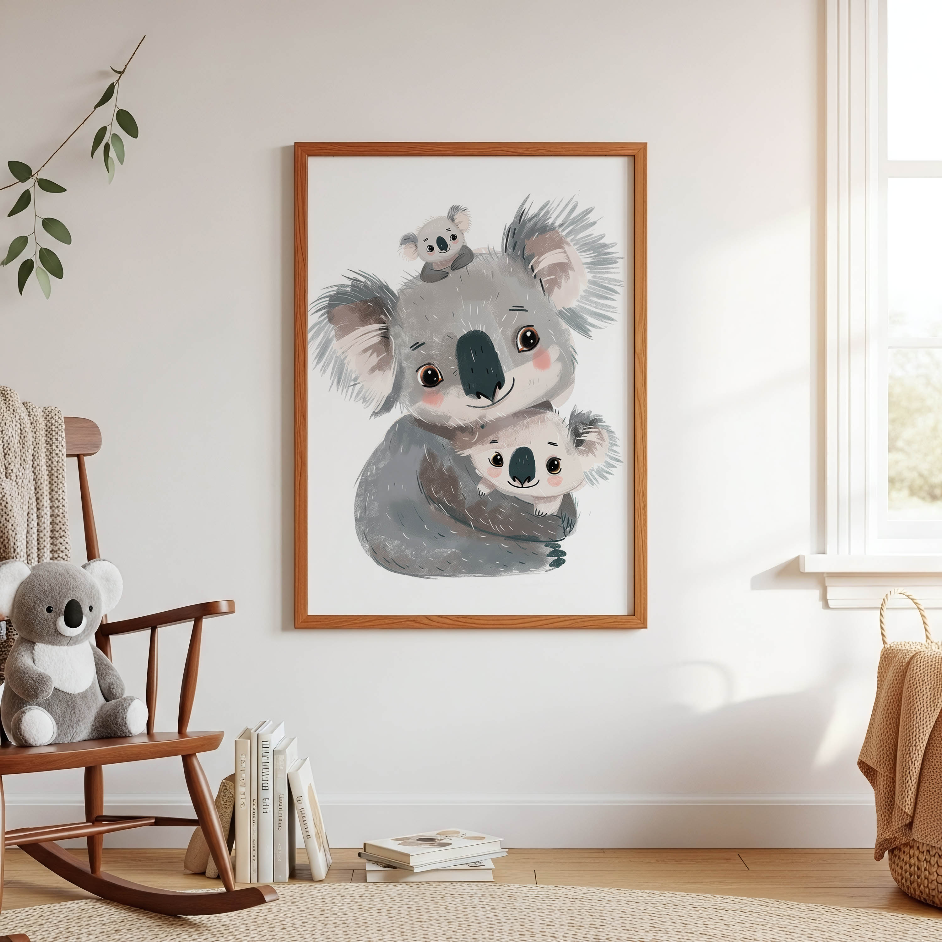 Koala Family Hug Pastel Wall Art Print