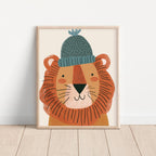 Lion with Beanie Wall Art