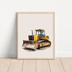 Watercolor Loader Construction Truck Nursery Wall Art