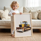 Watercolor Loader Construction Truck Nursery Wall Art