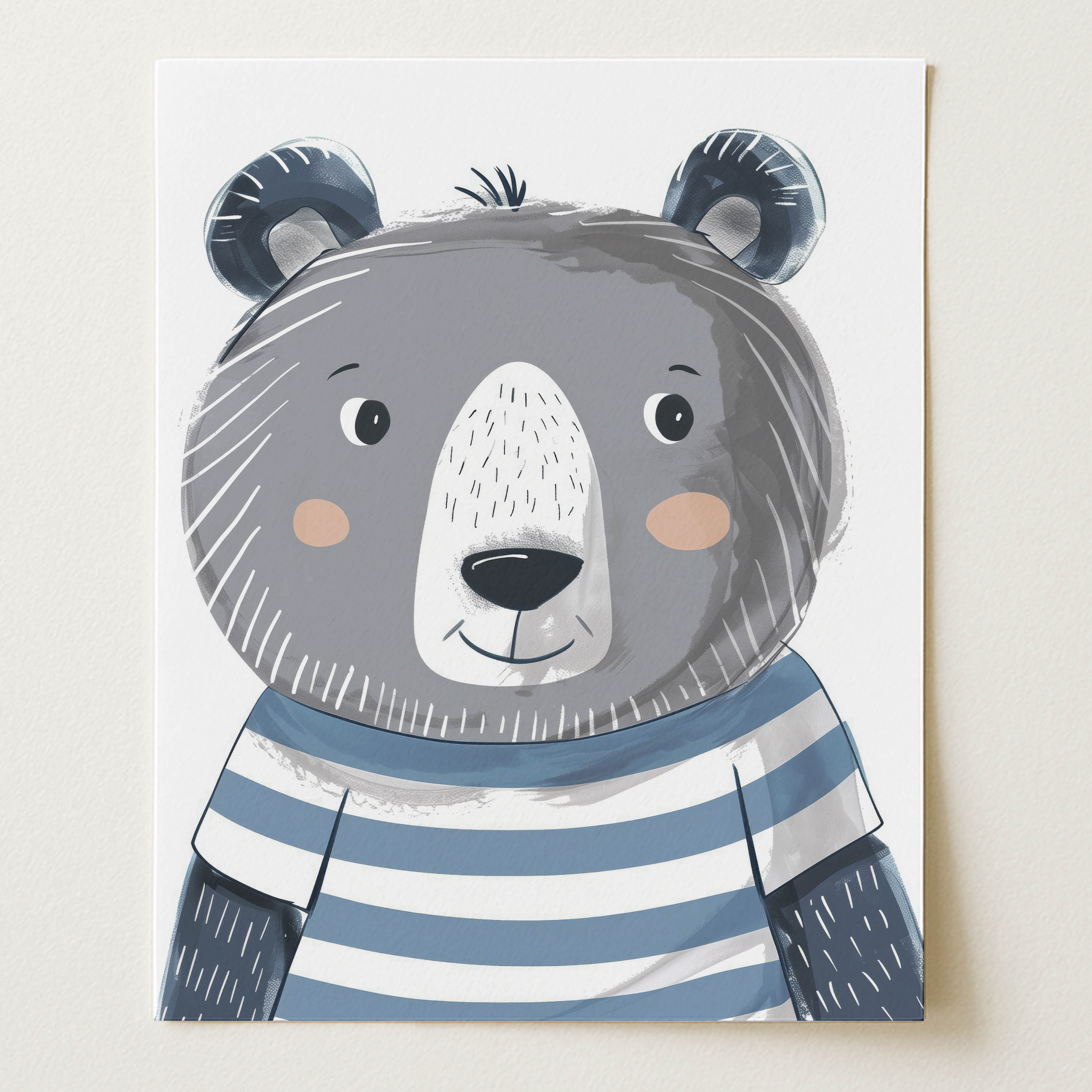 Whimsical Bear Wall Art Print (Unframed)