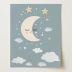 Dreamy Crescent Moon Wall Art Print (Unframed)