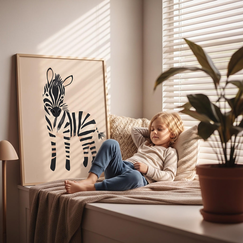 Minimalist Zebra Wall Art Print