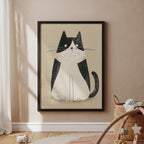Minimalist Black and White Cat Art Print