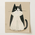 Minimalist Black and White Cat Art Print (Unframed)