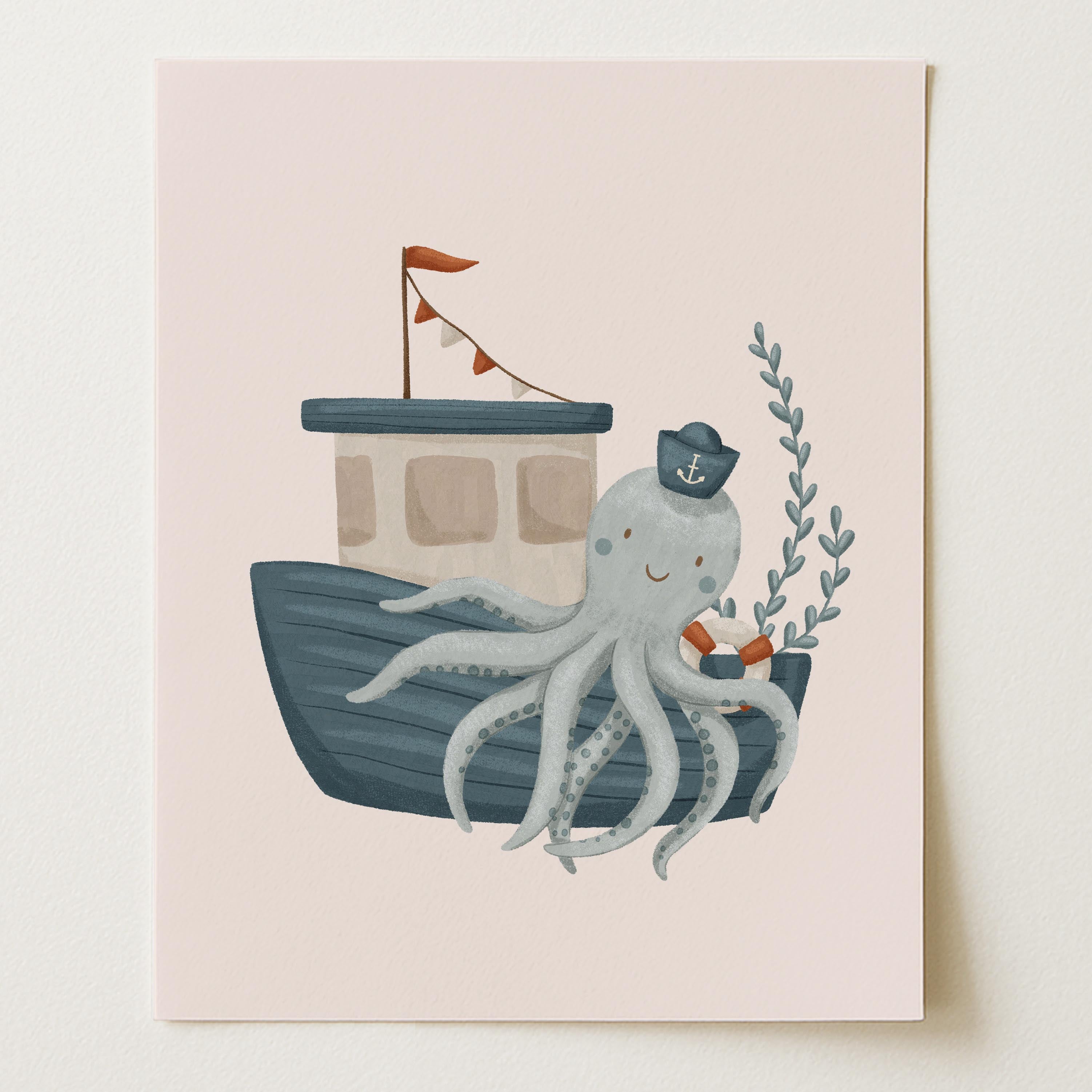 Sea-Life & Sailboats Nursery Wall Art Prints – Set of 6 (Unframed)