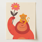 Orange Monkey & Baby Wall Art Print (Unframed)