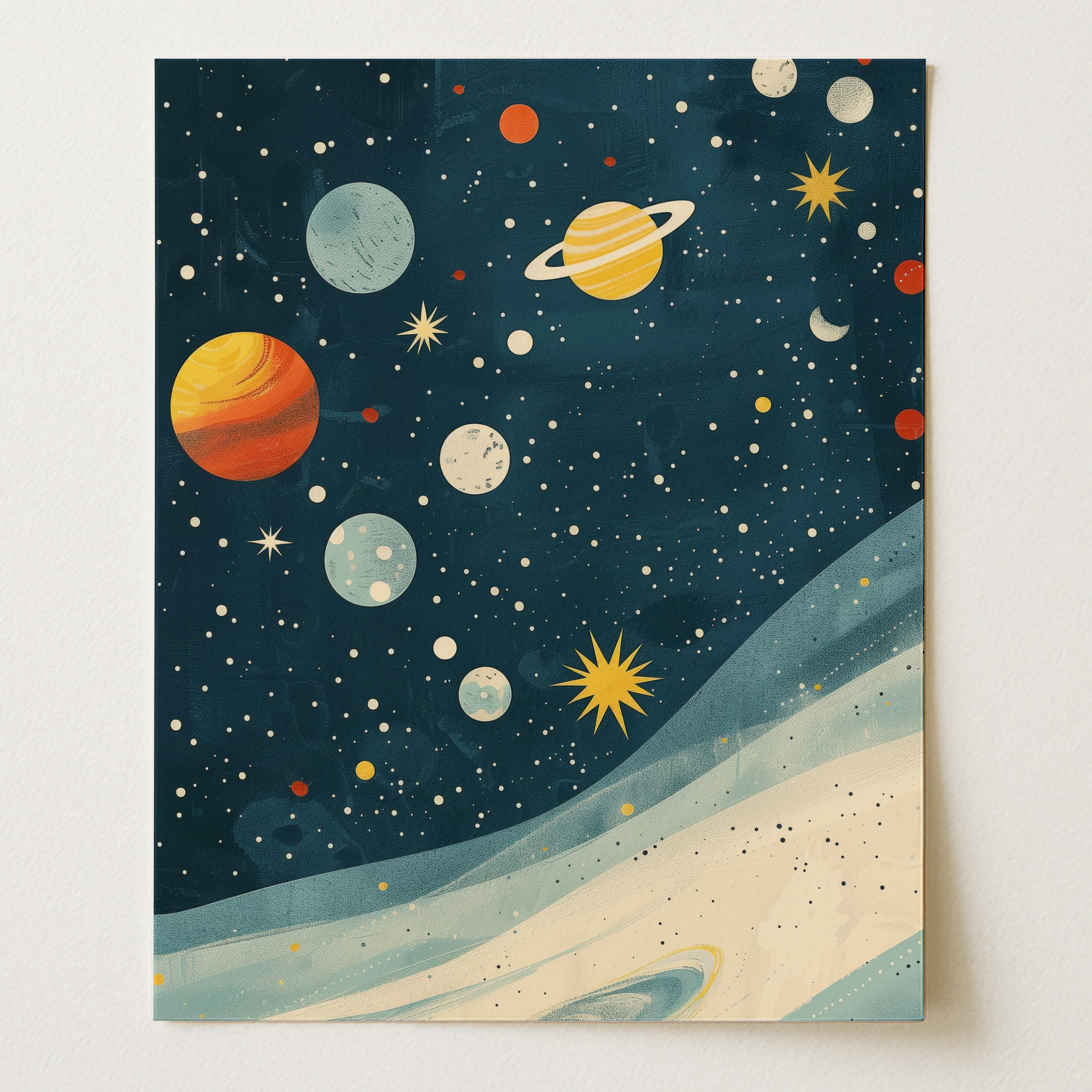 Outer Space Planets & Stars Wall Art – Single Print (Unframed)