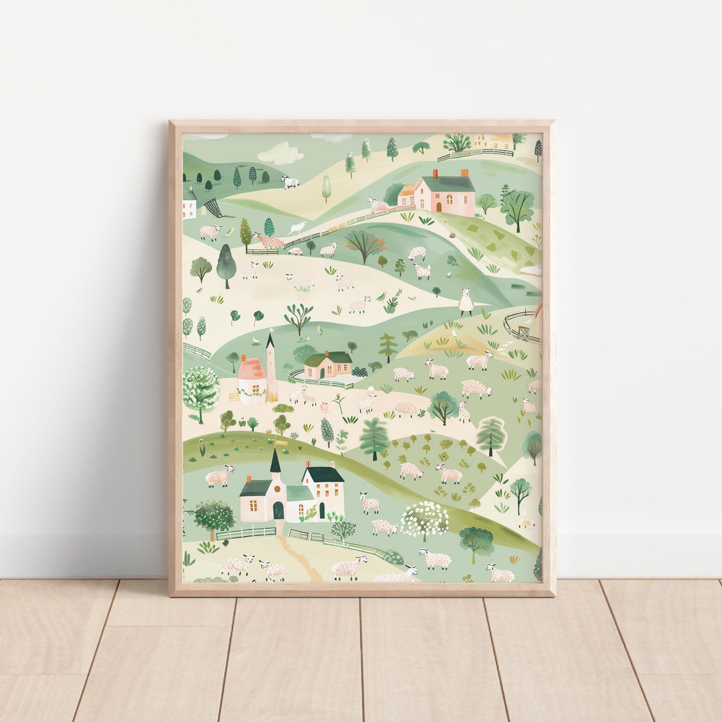 Pastel Countryside Landscape Wall Art