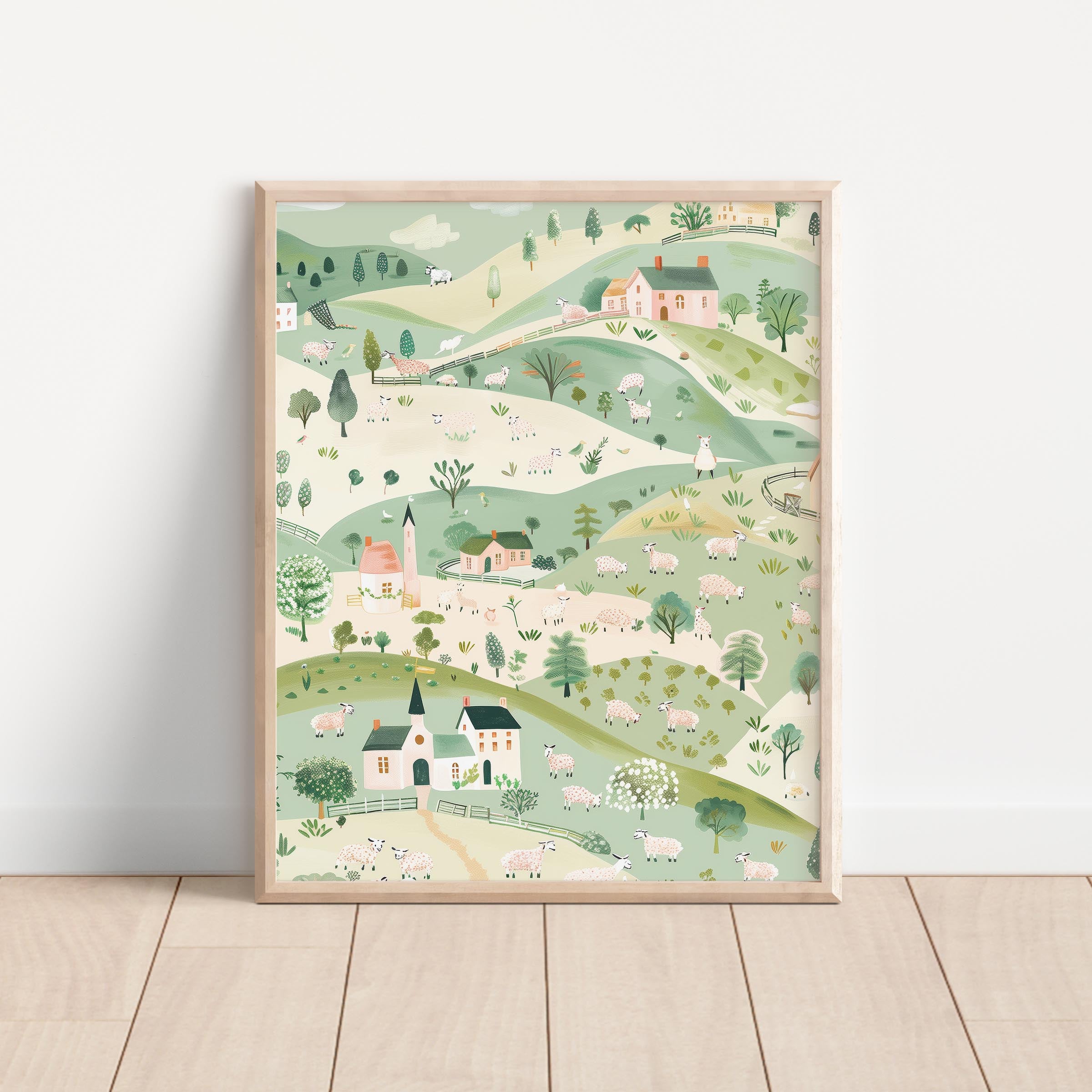 Pastel Countryside Landscape Wall Art