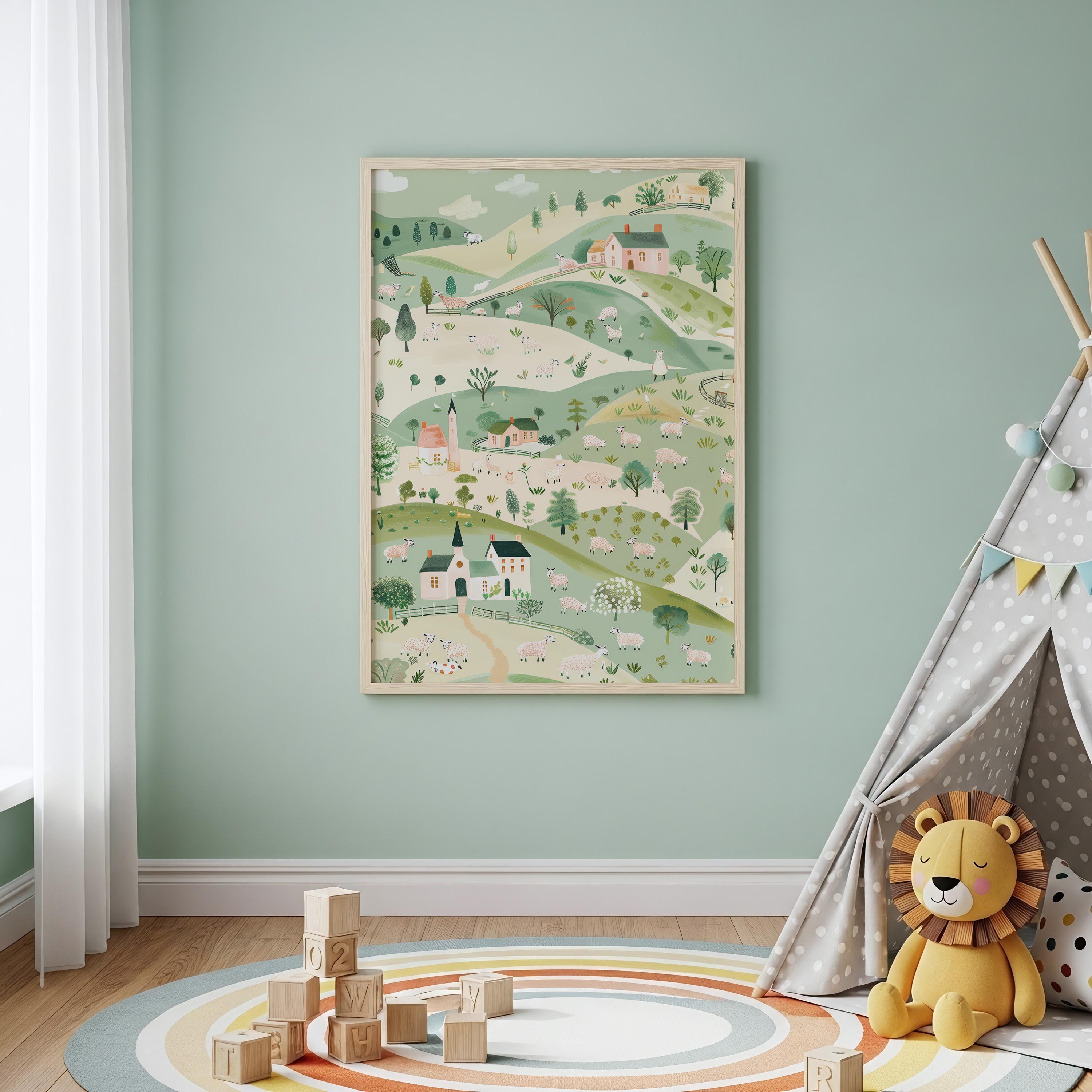 Pastel Countryside Landscape Wall Art