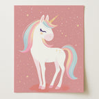 Pastel Rainbow Unicorn – Whimsical Nursery Wall Print (Unframed)