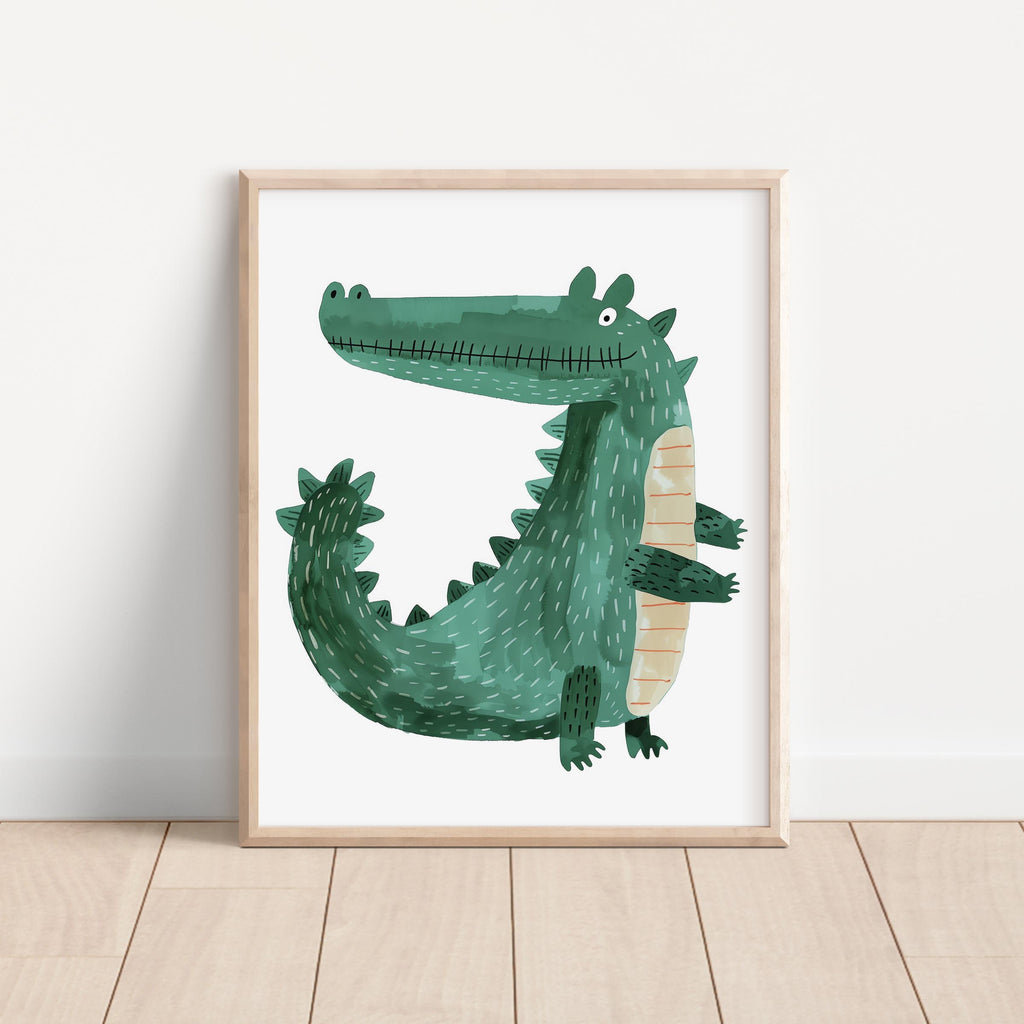 Playful Cartoon Alligator Wall Art Print