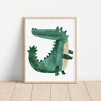 Playful Cartoon Alligator Wall Art Print