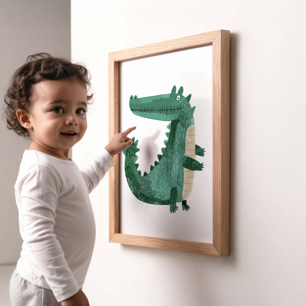 Playful Cartoon Alligator Wall Art Print