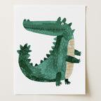 Playful Cartoon Alligator Wall Art Print (Unframed)
