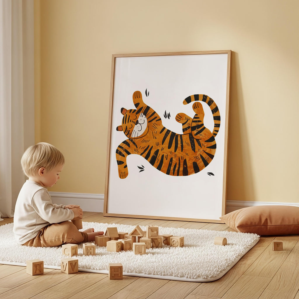 Playful Tiger Wall Art Print