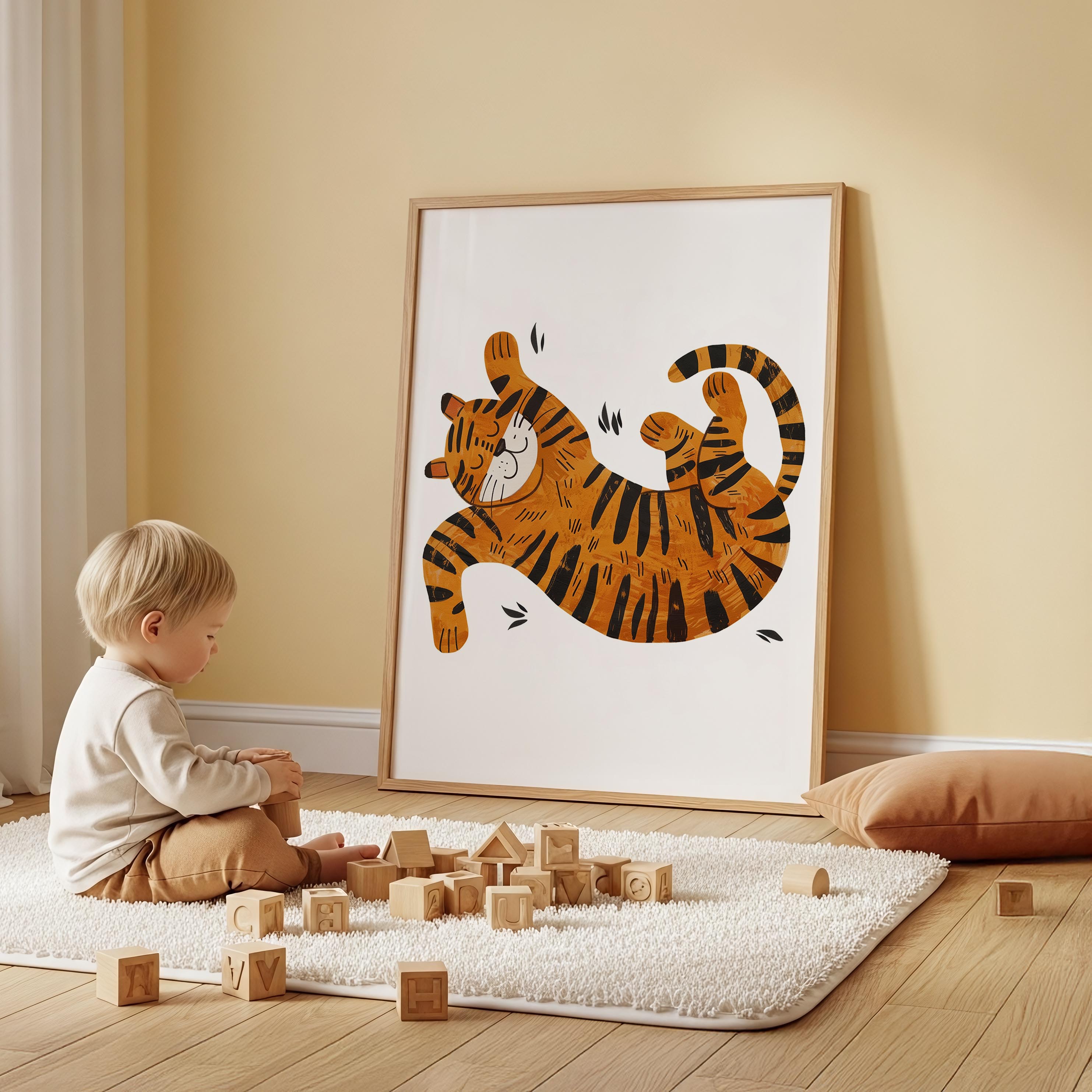 Playful Tiger Wall Art Print