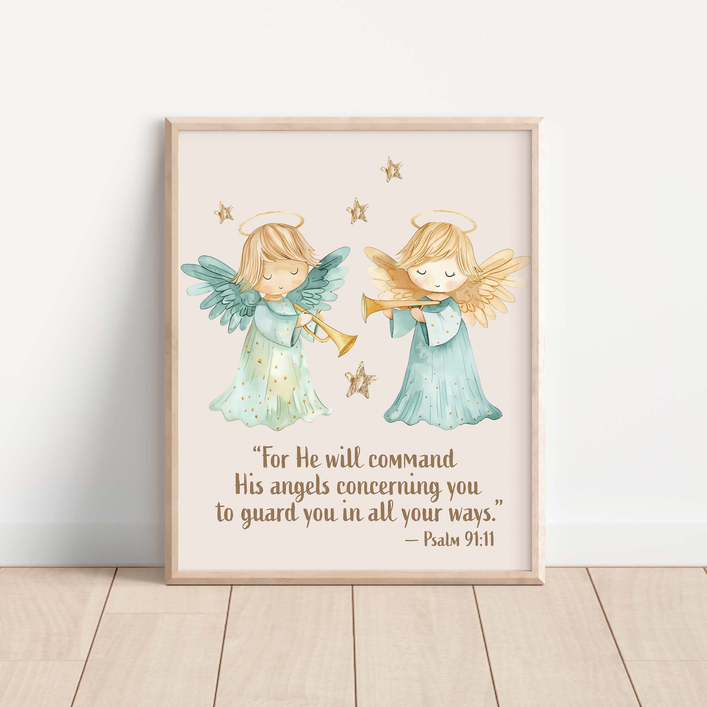 Religious Scripture Nursery Wall Art – Psalm 91:11