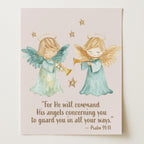 Religious Scripture Nursery Wall Art – Psalm 91:11 (Unframed)