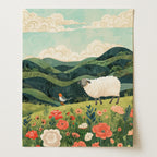 Sheep & Meadow Friends Pastoral Wall Art (Unframed)