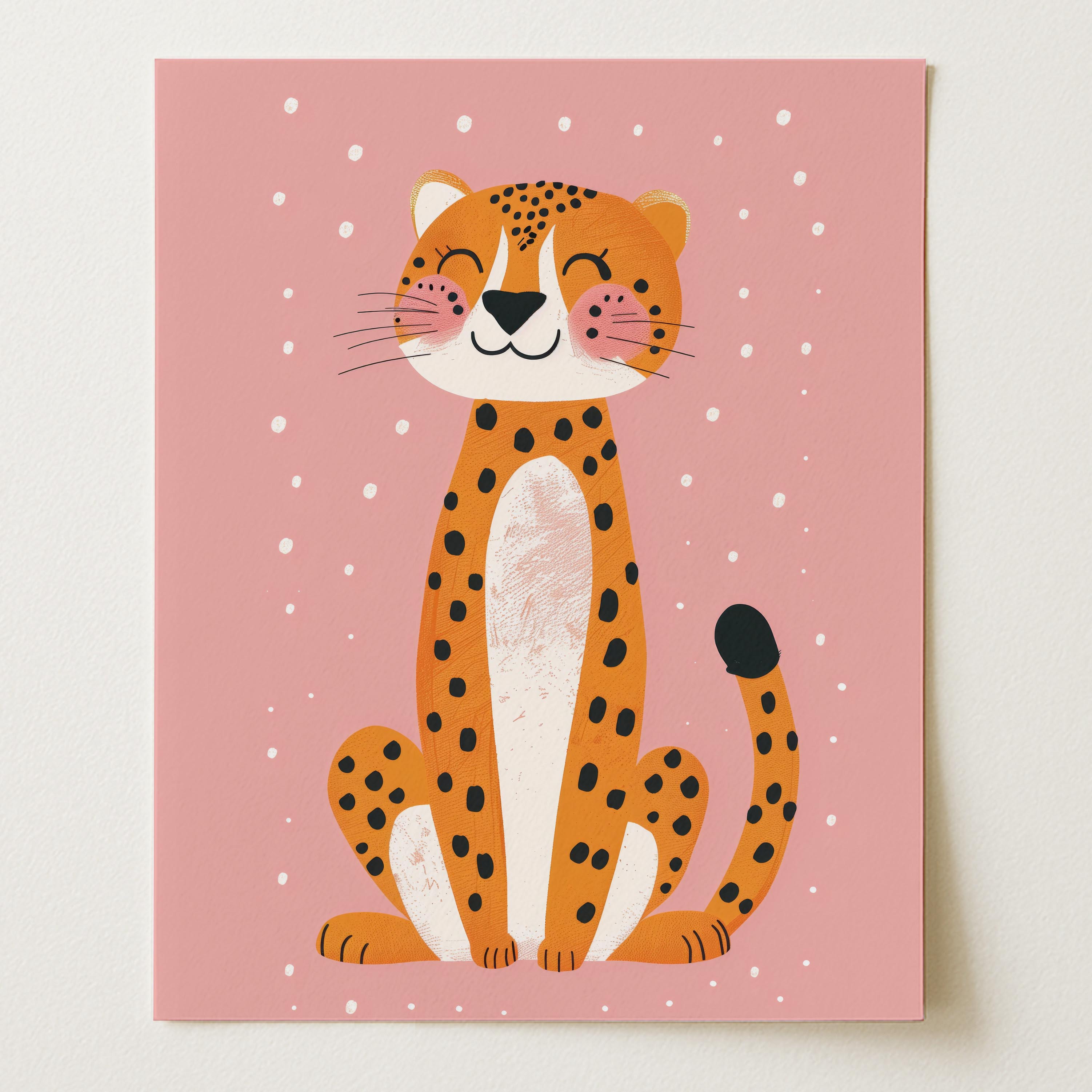 Smiling Cheetah – Modern Nursery Wall Art Print (Unframed)
