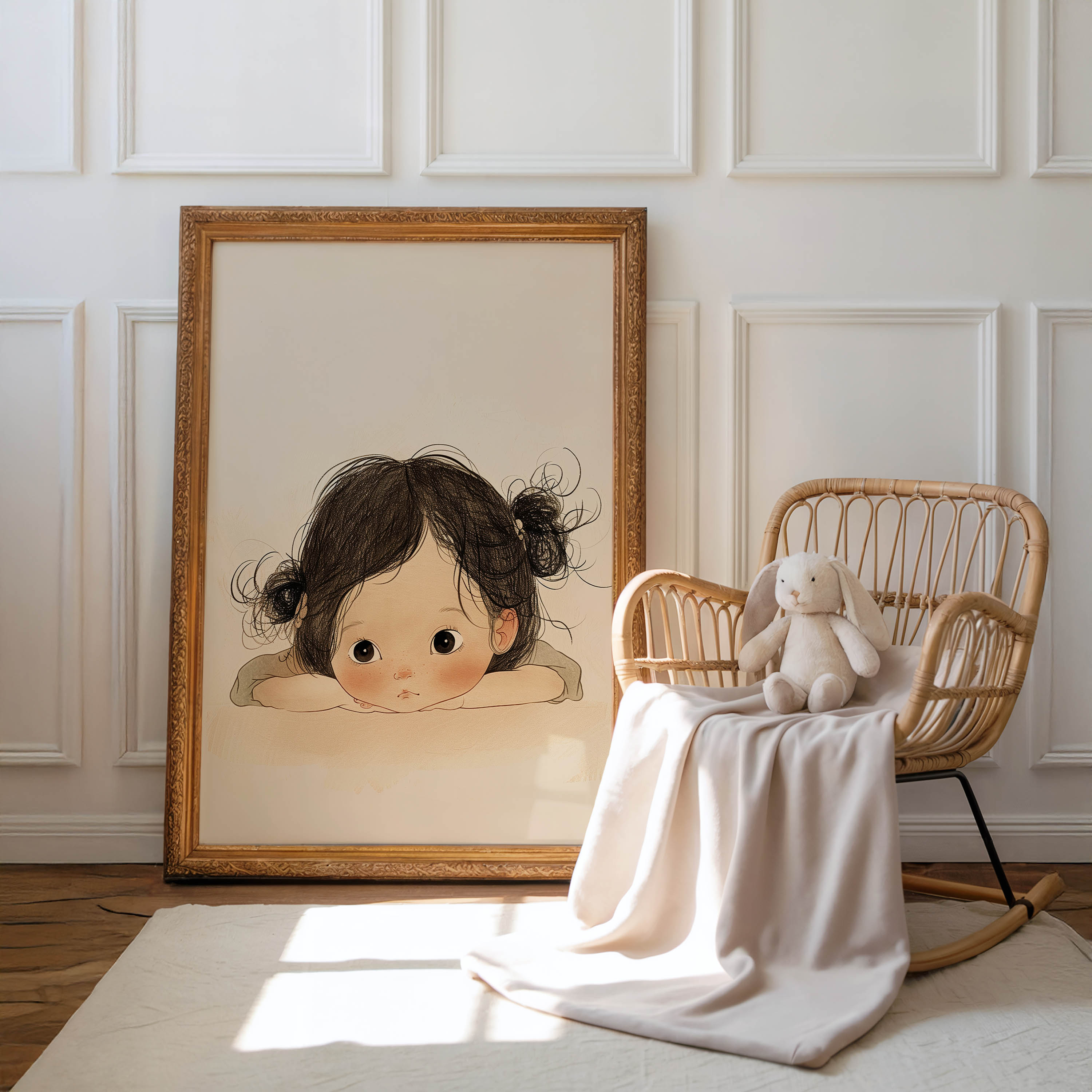 Soft Pastel Child Portrait Nursery Wall Art
