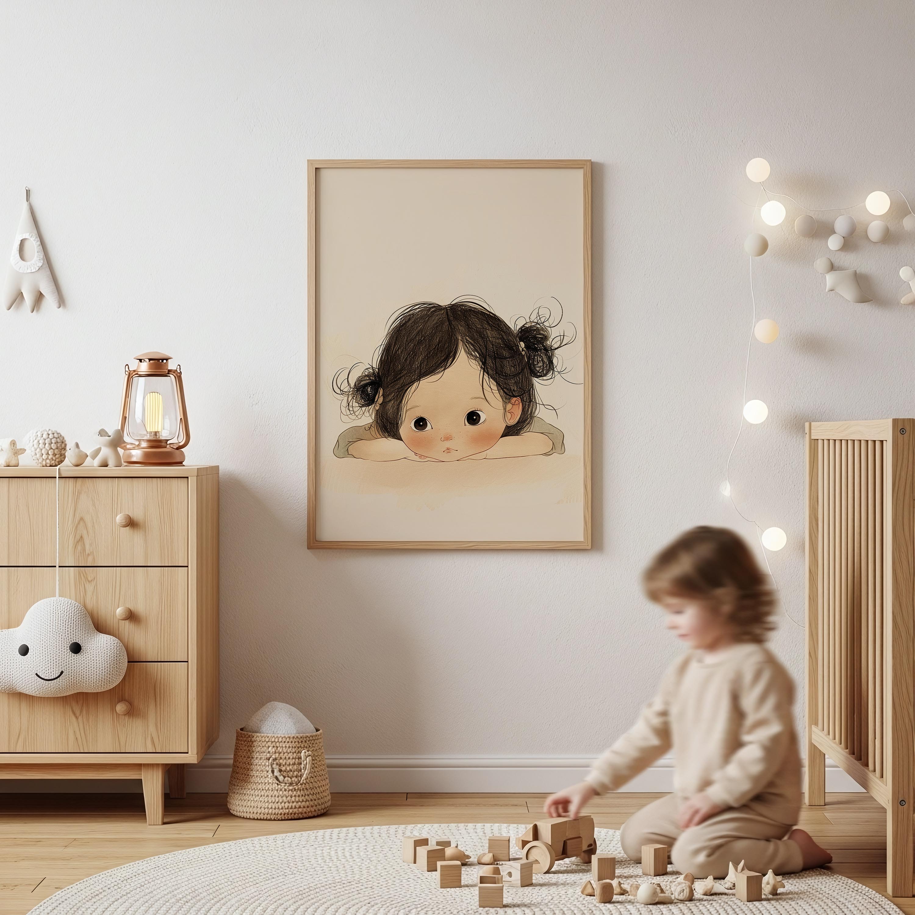 Soft Pastel Child Portrait Nursery Wall Art