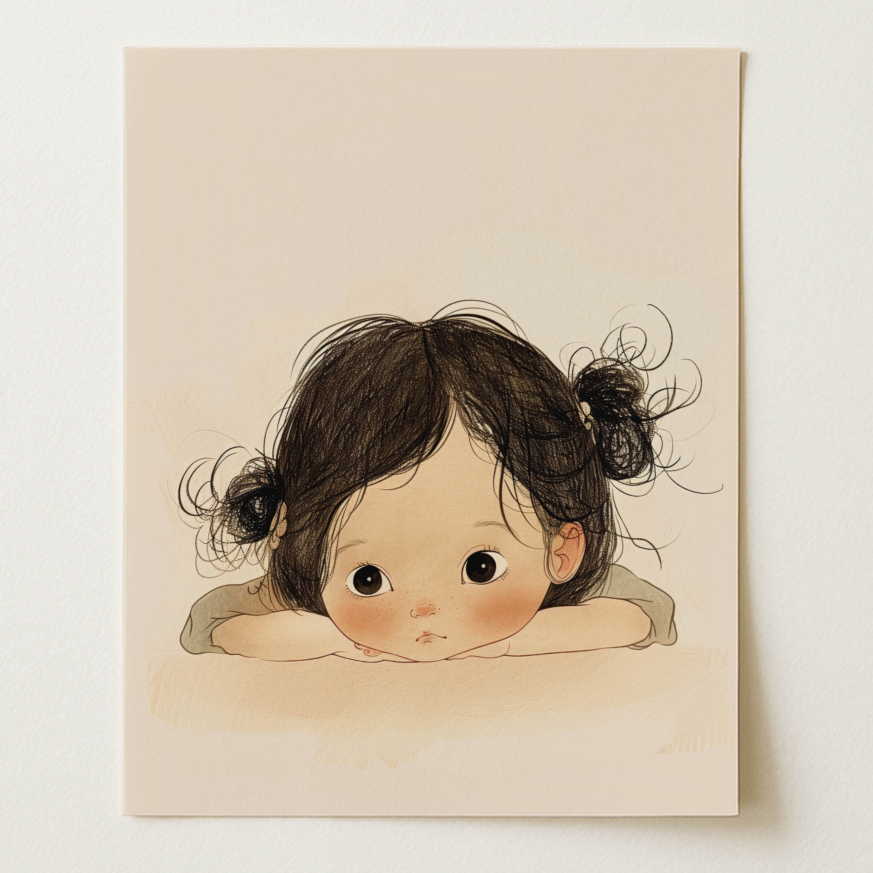 Soft Pastel Child Portrait Nursery Wall Art (Unframed)