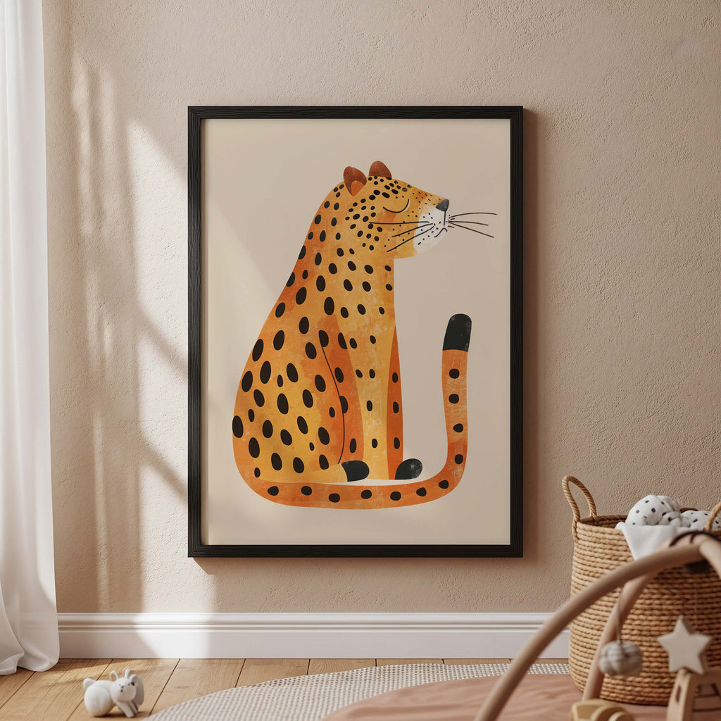 Stylized Cheetah Illustration – Kids Room Wall Art