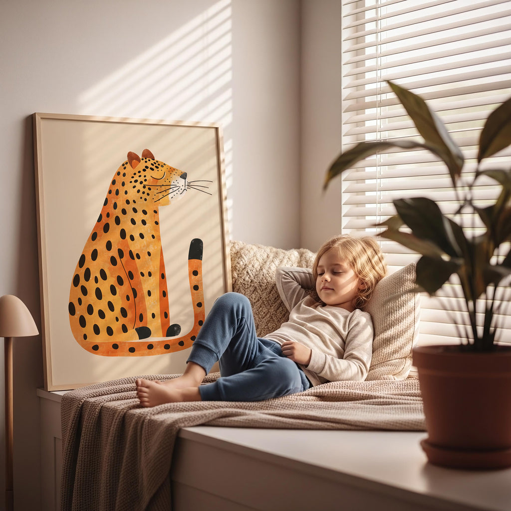 Stylized Cheetah Illustration – Kids Room Wall Art