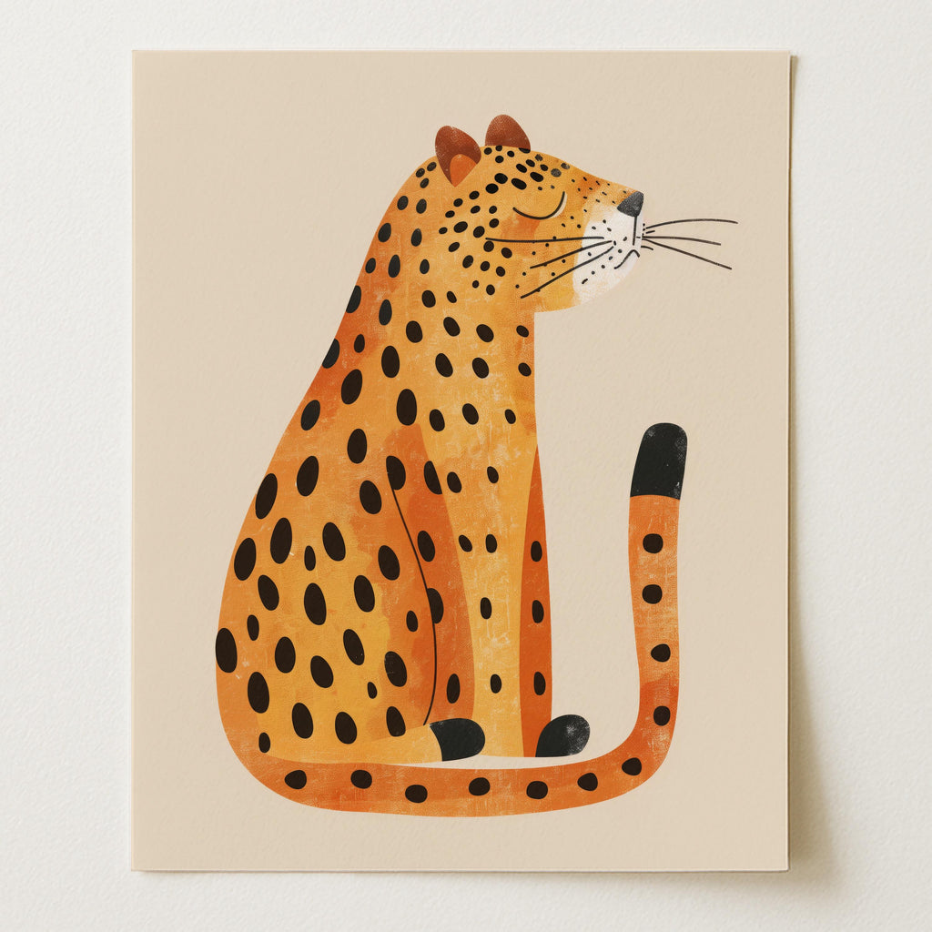 Stylized Cheetah Kids Room Wall Art Print (Unframed)