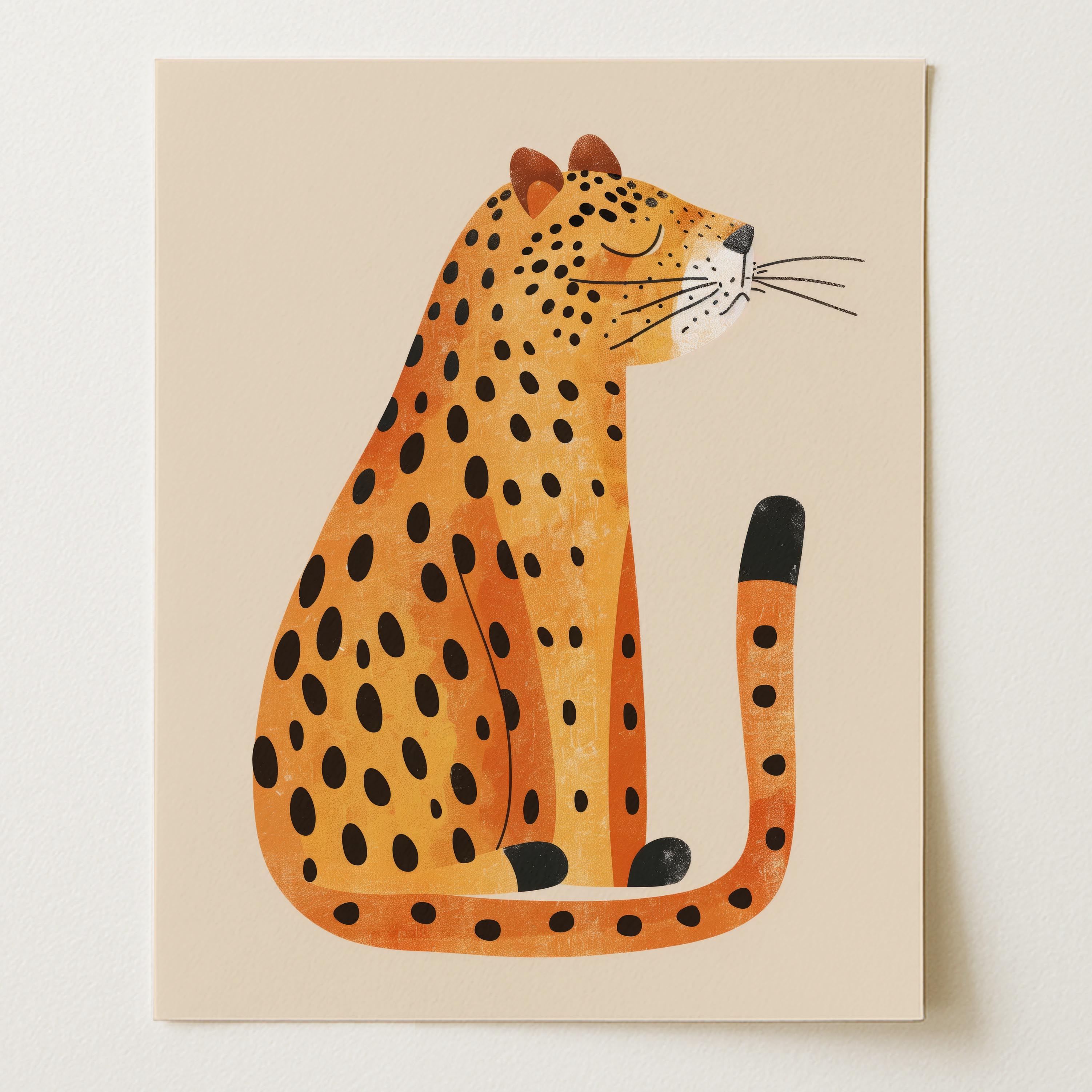 Stylized Cheetah Kids Room Wall Art Print (Unframed)
