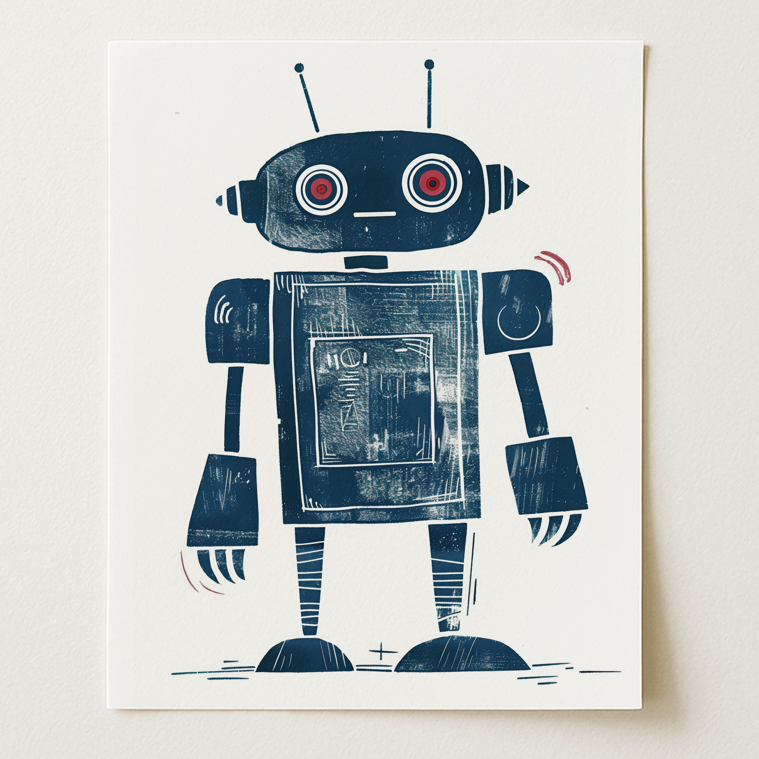 Stylized Robot Wall Art Print (Unframed)