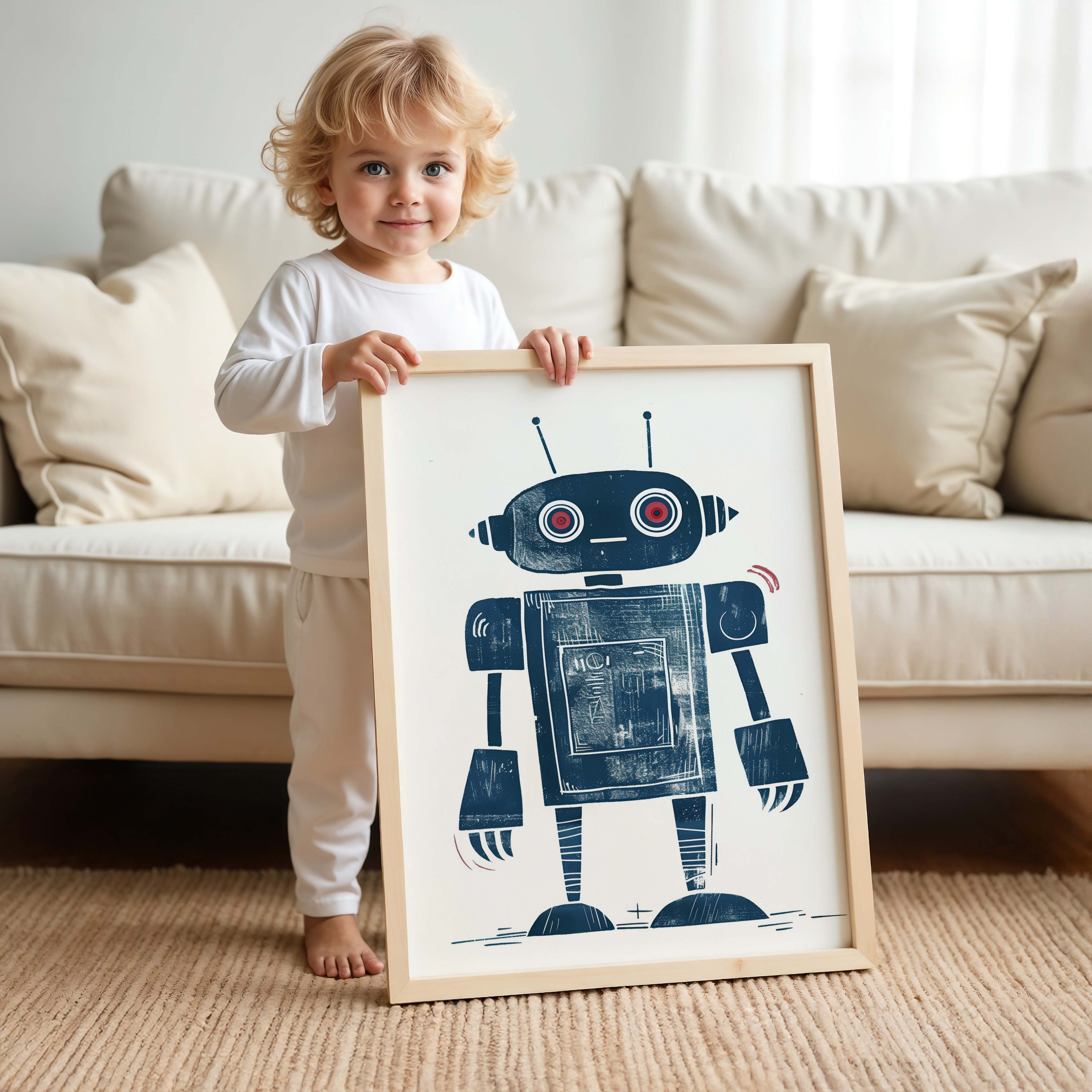 Stylized Robot Wall Art Print