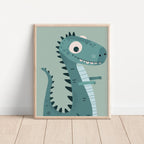 Teal Triceratops Dinosaur Wall Art