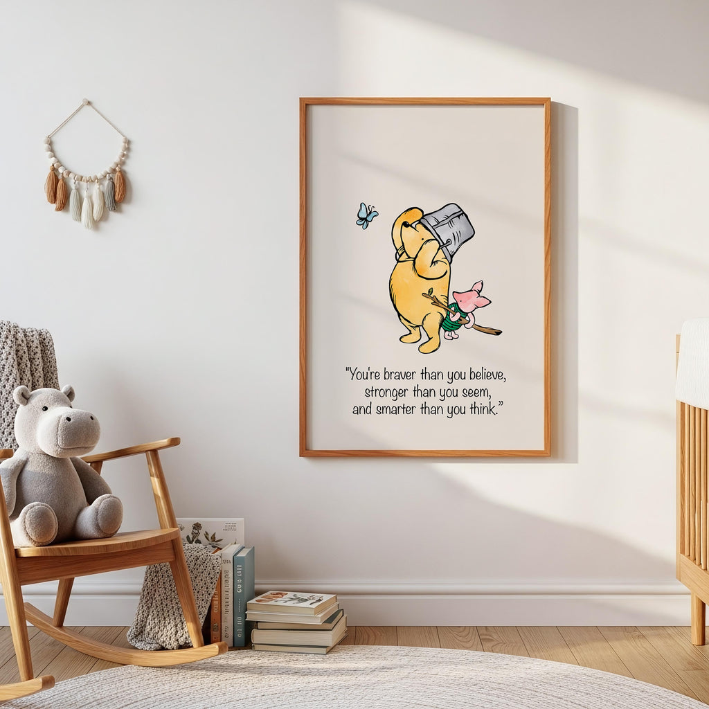 Classic Vintage Bear “Braver, Stronger, Smarter” Print (Unframed)