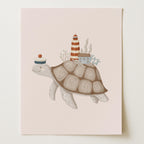 Turtle Sailor & Lighthouse Nautical Nursery Wall Art Print (Unframed)