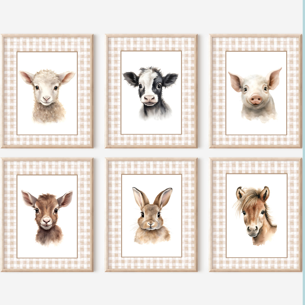 Vintage Farm Animal Wall Art – Set of 6