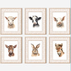 Vintage Farm Animal Wall Art – Set of 6