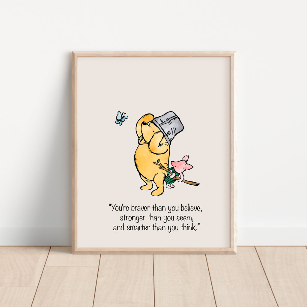 Classic Vintage Bear “Braver, Stronger, Smarter” Print (Unframed)